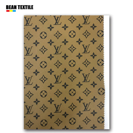Brown background lv crafting faux leather fabric for bag