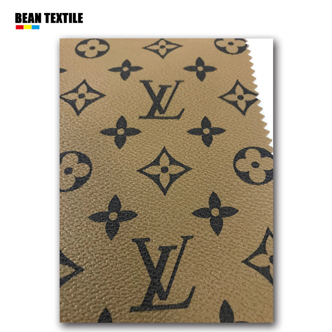 Brown background lv crafting faux leather fabric for bag