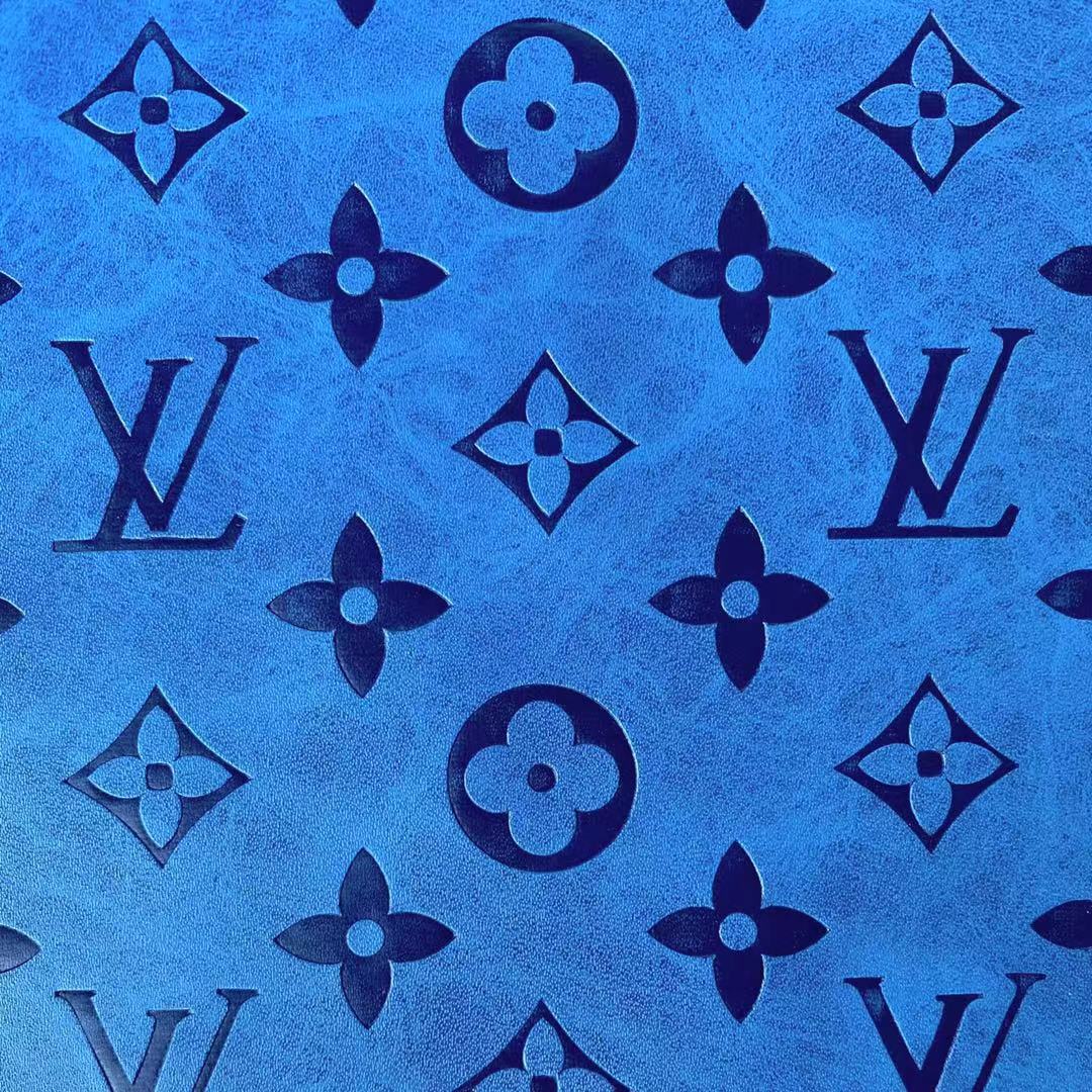 Beautiful Vintage Blue Embossed LV Suede for Custom Shoes And Bags